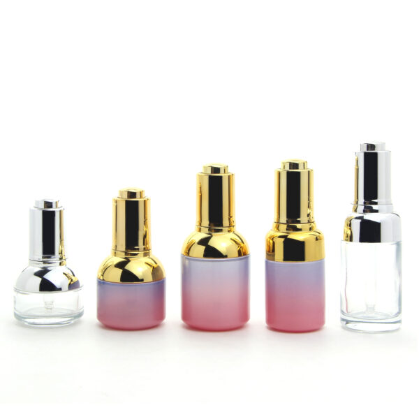 gradient pink glass serum dropper bottle