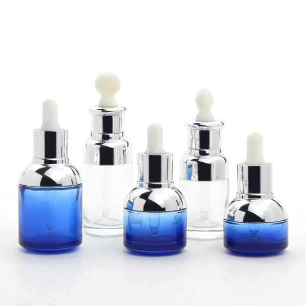 gradient blue glass serum dropper bottle