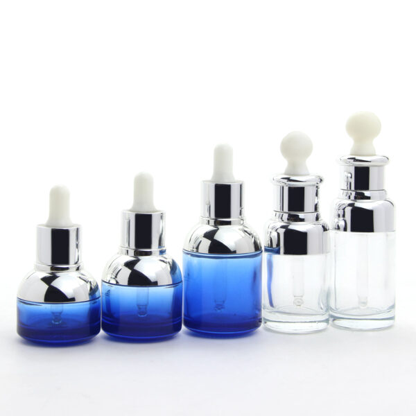 gradient blue glass serum dropper bottle