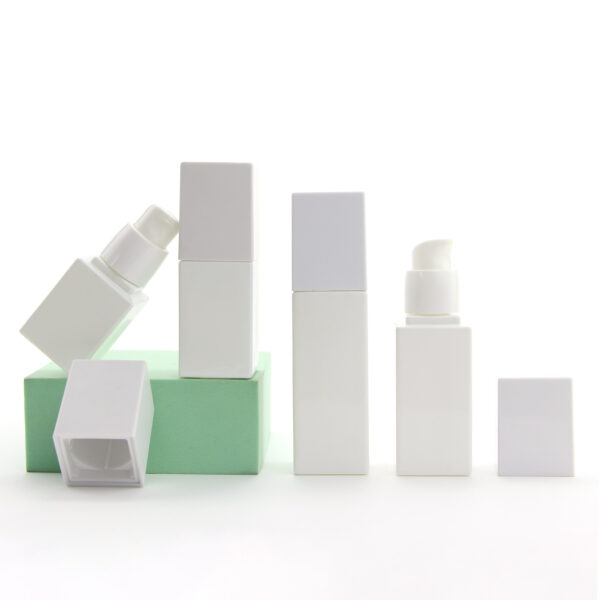 square white glass foundation pump bottle