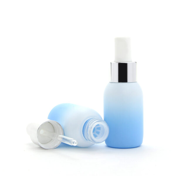 round gradient blue glass serum dropper bottle