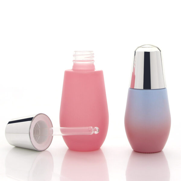 unique pink glass serum dropper bottle