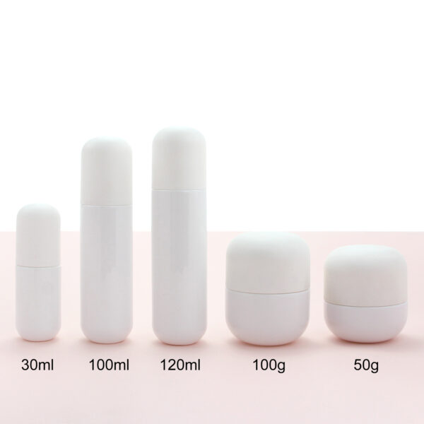 round white glass cosmetic bottle and jar