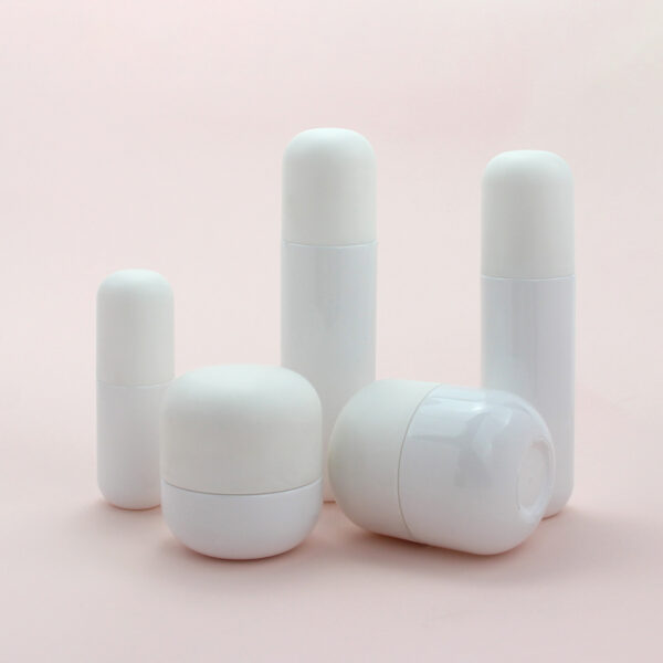 round white glass cosmetic bottle and jar