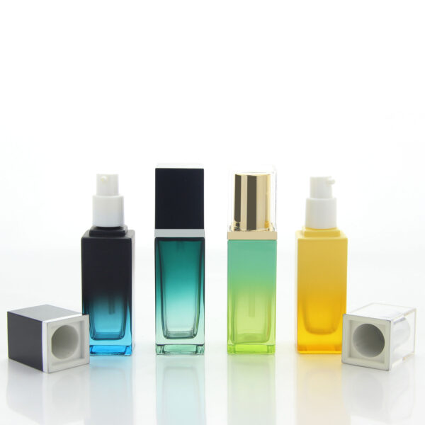 square customized glass foundation pump bottle