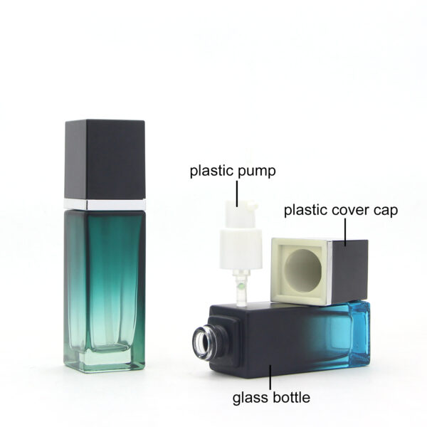 square customized glass foundation pump bottle